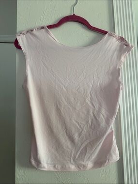 SHEIN Pale Pink Lace-Trim Tank Top